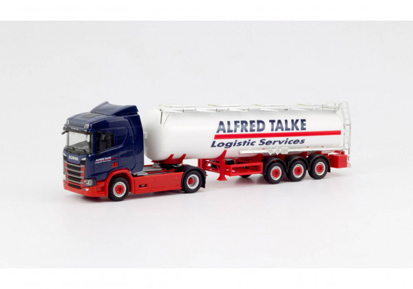 Herpa 310383 H0 - LKW-Modell: Tank-Sattelzug, vom Typ; Scania CR 20 ND mit Chemietankauflieger