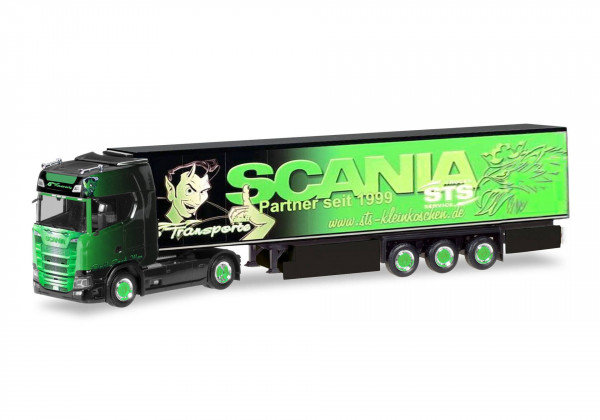 Herpa 309370 H0 - LKW-Modell: Scania CS Hochdach Kühlkoffer-Sattelzug &quot;GS Transporte&quot;