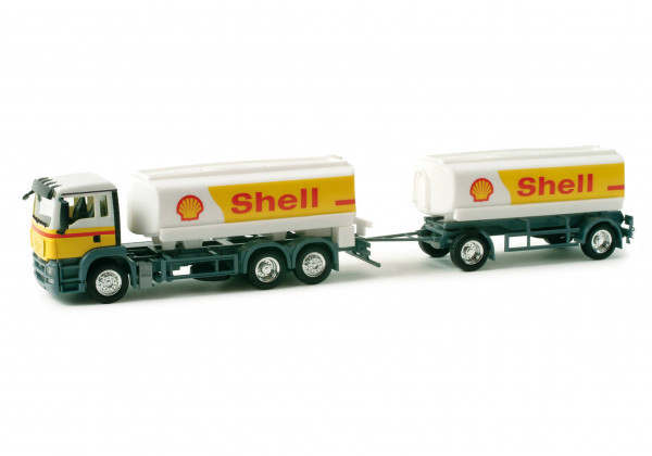 Herpa 157582 H0 - LKW-Modell: MAN TGS M Benzintank-Hängerzug &quot;Shell&quot;