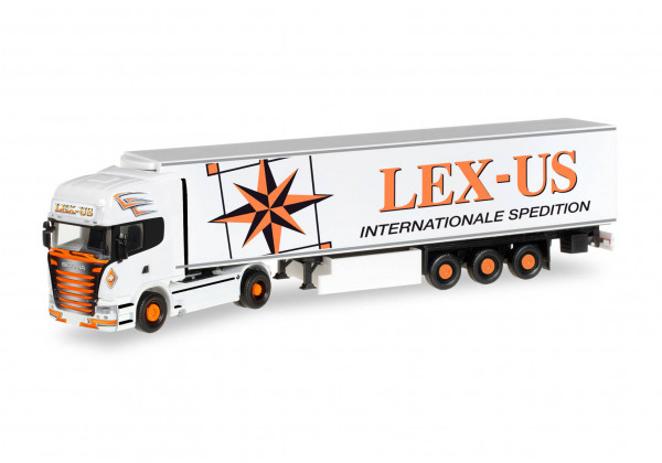 Herpa 305518 H0 - LKW-Modell: Scania R 2013 Kühlkoffer-Sattelzug &quot;Lex-Us&quot;