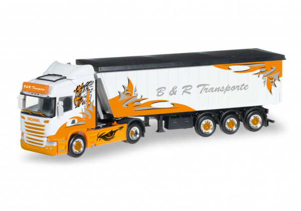 Herpa 306287 H0 - LKW-Modell: Scania R HL Stöffelliner-Sattelzug &quot;B&amp;R Transporte / Arrow Hunter&quot;