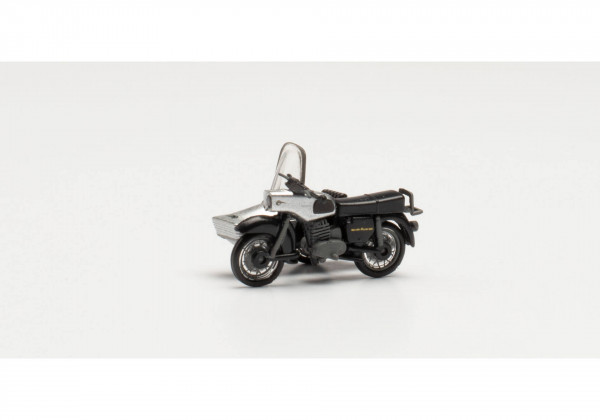 Herpa 053433-006 H0 - Motorrad- &amp; Moped-Modell: MZ 250 mit Seitenwagen (silber/schwarz)