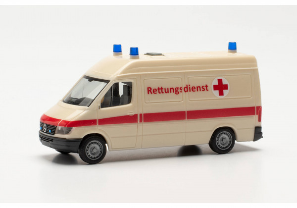 Herpa-Fahrzeugmodell, 097031 Mercedes-Benz Sprinter `96 Rettungswagen „Rettungsdienst“