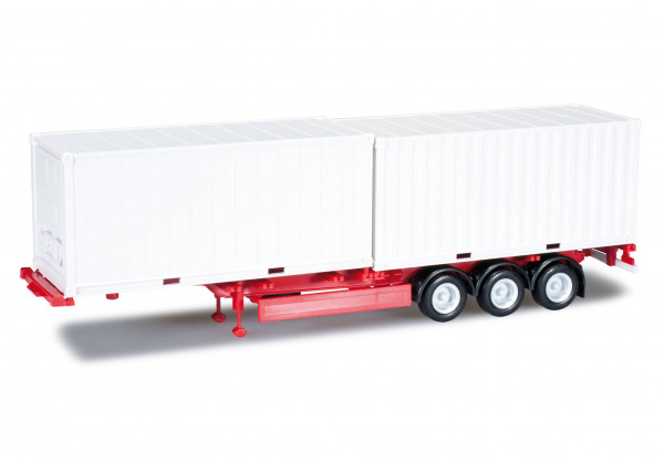 Herpa 076494 H0 - Anhänger-Modell: 3-achsiger &quot;40ft Krone-Container-Auflieger&quot;, Chassis - rot