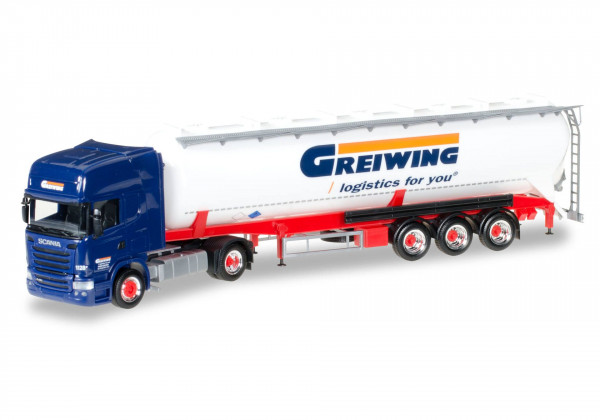 Herpa 306195 H0 - LKW-Modell: Scania R TL ADR-Silo-Sattelzug &quot;Greiwing&quot;