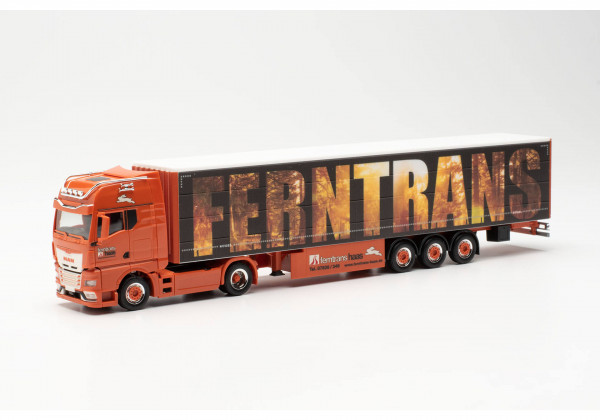 Herpa 314633 H0-LKW-Modell: Gardinenplanen-Sattelzug, v. Typ; MAN TGX GX Individual „Ferntrans Haas&quot;