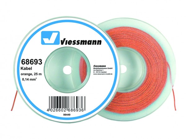 Viessmann 68693 25m - Kabelspule/ Litze, 0,14 mm² in orange