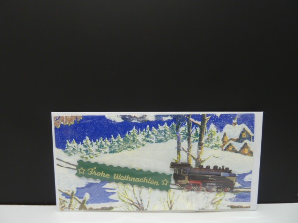 Handgearbeitete 3-D Weihnachtskarte mit Motiv &quot;Lokomotive&quot;