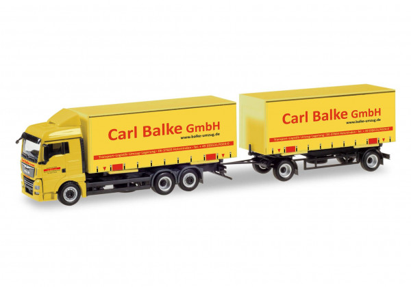 Herpa 310222 H0-LKW-Modell: MAN TGX XLX Wechselgardinenplanen-Hängerzug &quot;Carl Balke GmbH&quot;